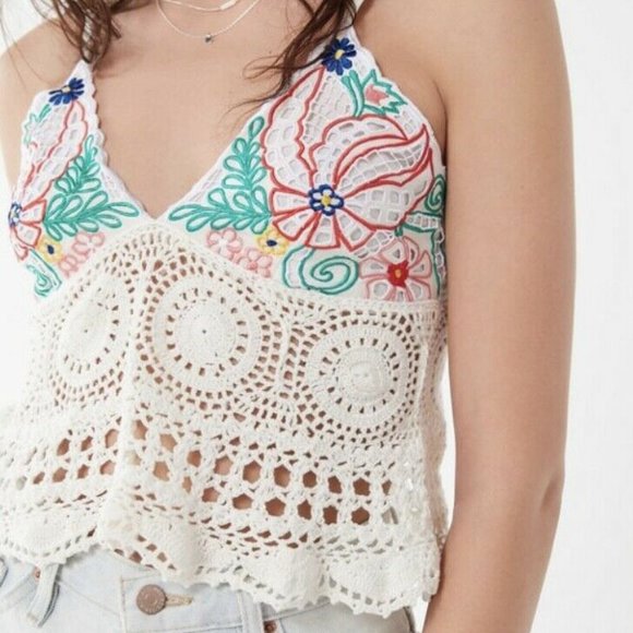 Cleobella Santiago Embroidered Crochet Top Large NWT - Picture 1 of 6